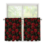 Valentine's Day Rose Pattern Print Tier Curtains