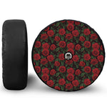 Valentine's Day Rose Pattern Print Tire Cover With Camera Hole