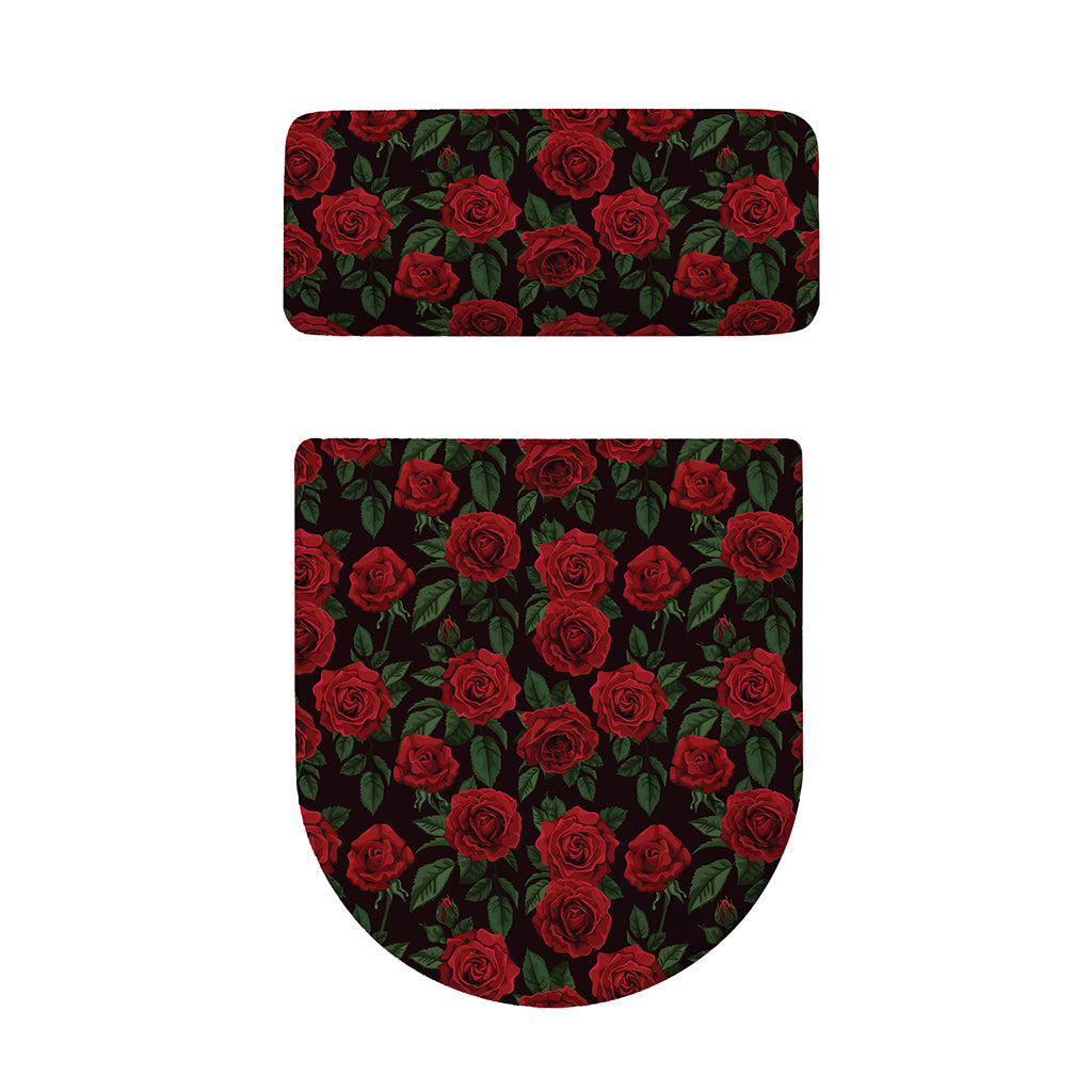 Valentine's Day Rose Pattern Print Toilet Lid And Tank Cover Set