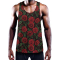 Valentine's Day Rose Pattern Print Men's Workout Tank Top