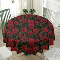 Valentine's Day Rose Pattern Print Waterproof Round Tablecloth