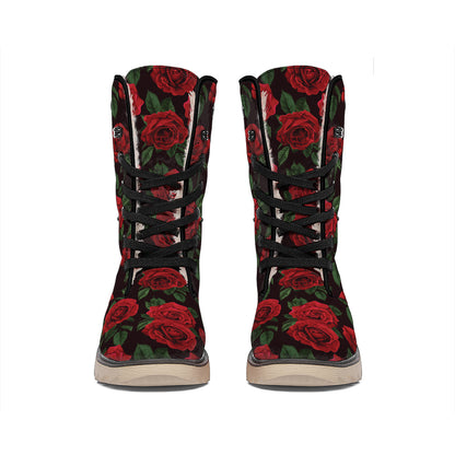Valentine's Day Rose Pattern Print Winter Boots