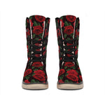 Valentine's Day Rose Pattern Print Winter Boots