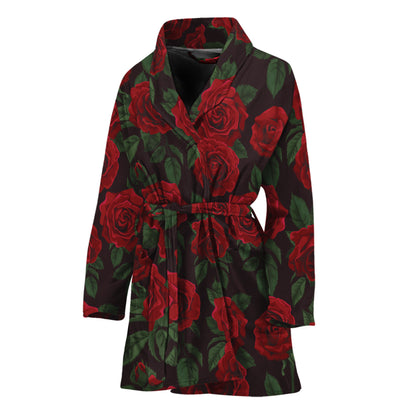 Valentine's Day Rose Pattern Print Women's Bathrobe