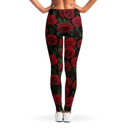 Valentine's Day Rose Pattern Print Women's Leggings