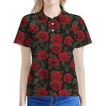 Valentine's Day Rose Pattern Print Women's Polo Shirt