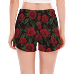 Valentine's Day Rose Pattern Print Women's Split Running Shorts