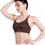 Valentine's Day Rose Pattern Print Women's Sports Bra