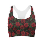 Valentine's Day Rose Pattern Print Women's Sports Bra