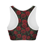 Valentine's Day Rose Pattern Print Women's Sports Bra