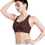 Valentine's Day Rose Pattern Print Women's Sports Bra