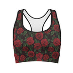Valentine's Day Rose Pattern Print Women's Sports Bra