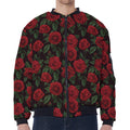 Valentine's Day Rose Pattern Print Zip Sleeve Bomber Jacket