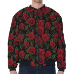 Valentine's Day Rose Pattern Print Zip Sleeve Bomber Jacket