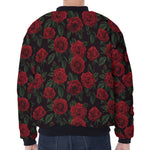 Valentine's Day Rose Pattern Print Zip Sleeve Bomber Jacket