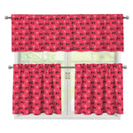 Valentine's Day XOXO Pattern Print 3 Piece Kitchen Curtains