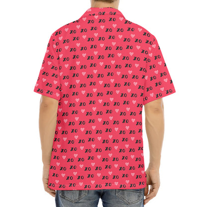 Valentine's Day XOXO Pattern Print Aloha Shirt