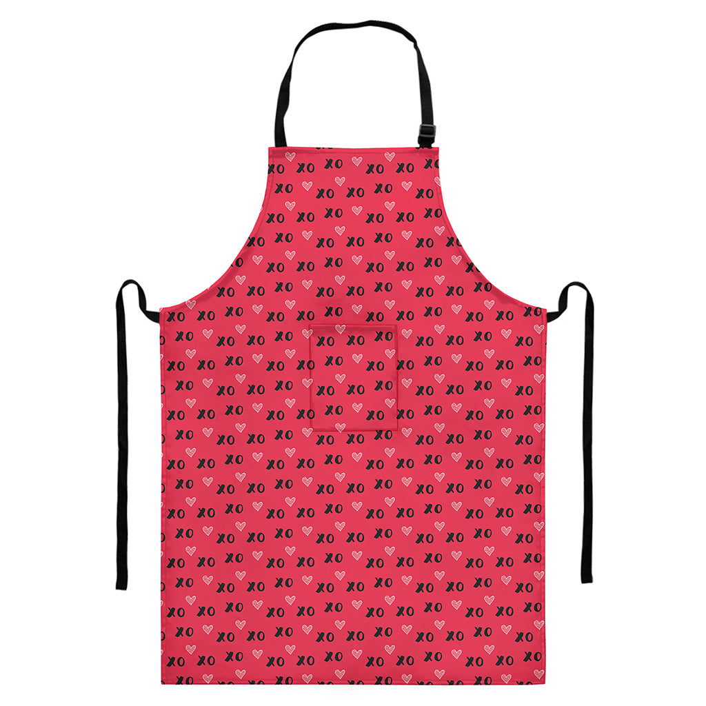 Valentine's Day XOXO Pattern Print Bib Apron With Pocket