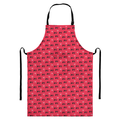 Valentine's Day XOXO Pattern Print Bib Apron With Pocket
