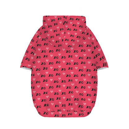 Valentine's Day XOXO Pattern Print Dog Zip Up Hoodie