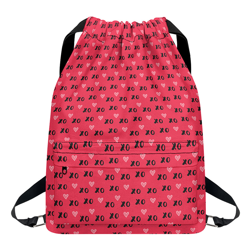 Valentine's Day XOXO Pattern Print Drawstring Backpack