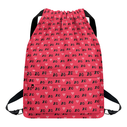 Valentine's Day XOXO Pattern Print Drawstring Backpack