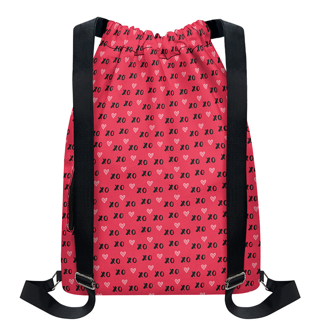 Valentine's Day XOXO Pattern Print Drawstring Backpack