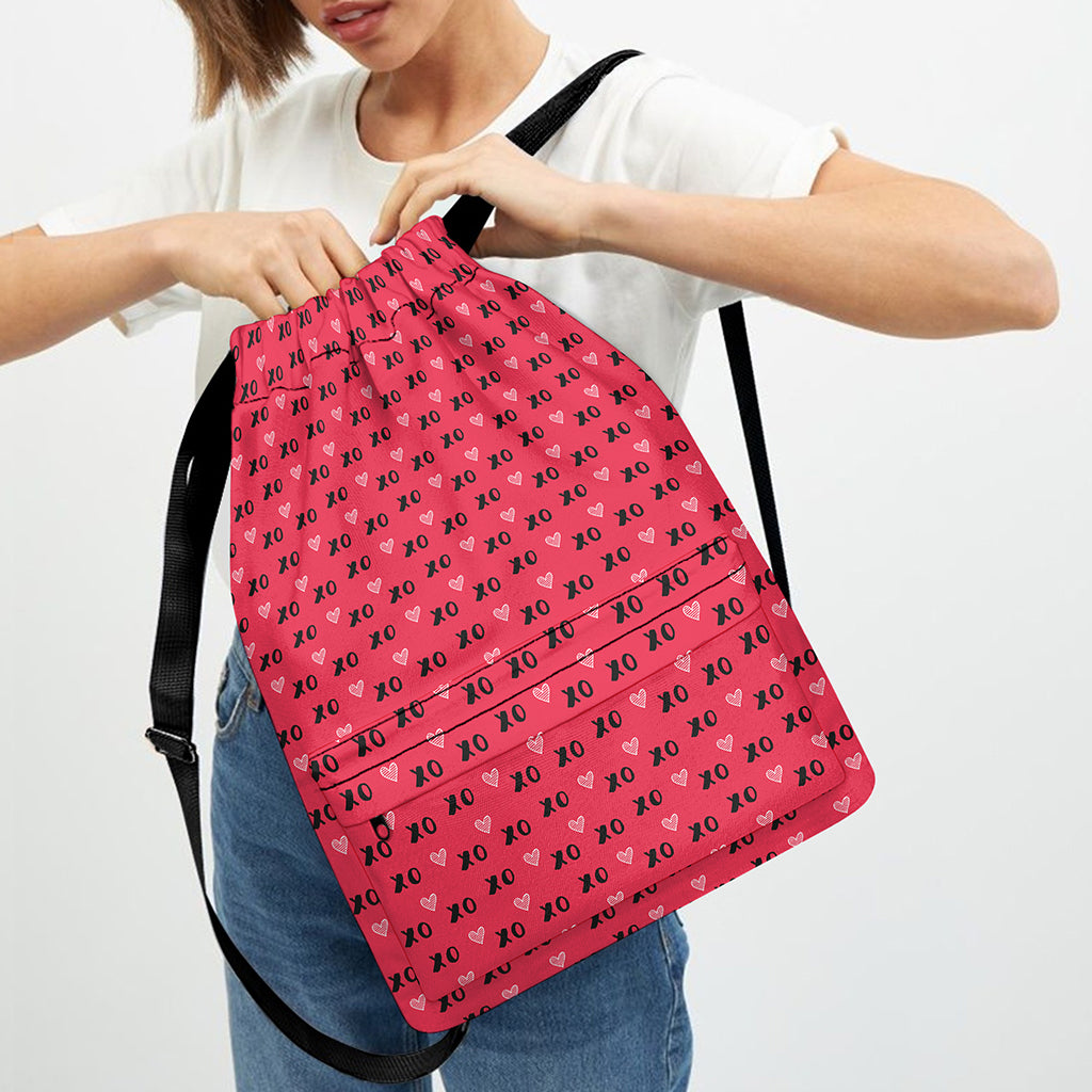 Valentine's Day XOXO Pattern Print Drawstring Backpack