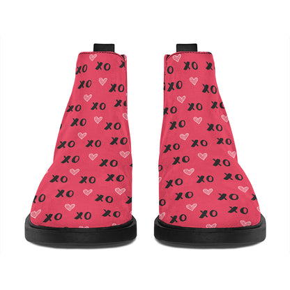 Valentine's Day XOXO Pattern Print Flat Ankle Boots