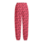 Valentine's Day XOXO Pattern Print Fleece Lined Knit Pants