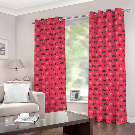 Valentine's Day XOXO Pattern Print Grommet Curtains