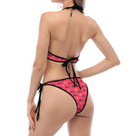 Valentine's Day XOXO Pattern Print Halter Scoop Tie Side Bikini