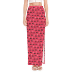 Valentine's Day XOXO Pattern Print High Slit Maxi Skirt