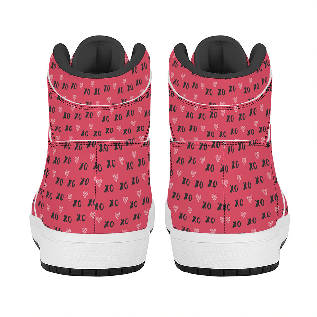 Valentine's Day XOXO Pattern Print High Top Leather Sneakers