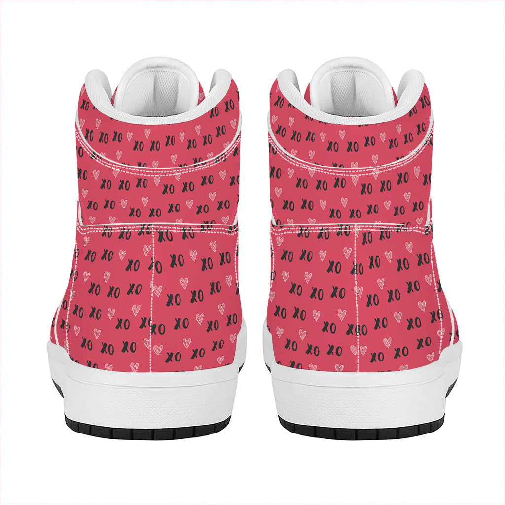 Valentine's Day XOXO Pattern Print High Top Leather Sneakers