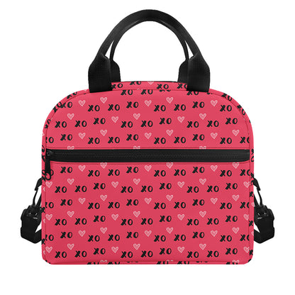 Valentine's Day XOXO Pattern Print Insulated Lunch Bag