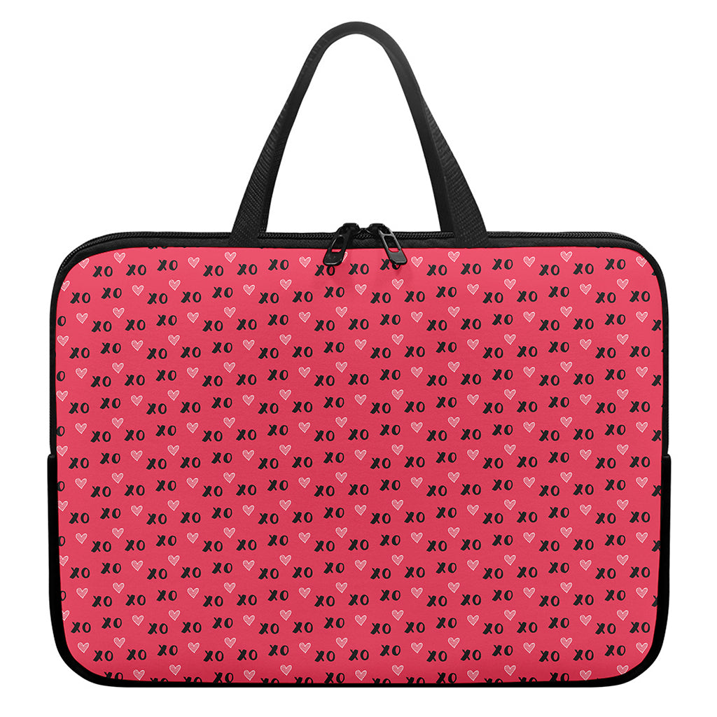 Valentine's Day XOXO Pattern Print Laptop Sleeve With Handle