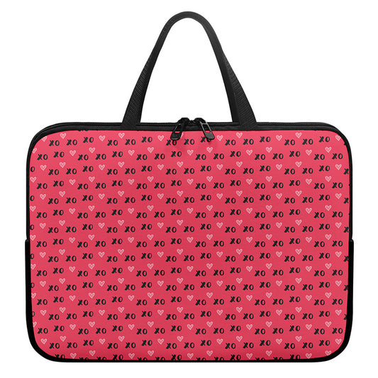 Valentine's Day XOXO Pattern Print Laptop Sleeve With Handle