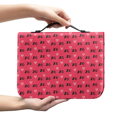 Valentine's Day XOXO Pattern Print Leather Bible Cover