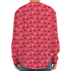 Valentine's Day XOXO Pattern Print Long Sleeve Baseball Jersey