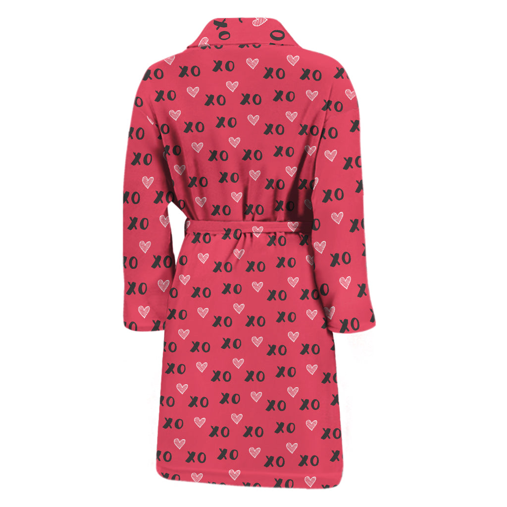 Valentine's Day XOXO Pattern Print Men's Bathrobe