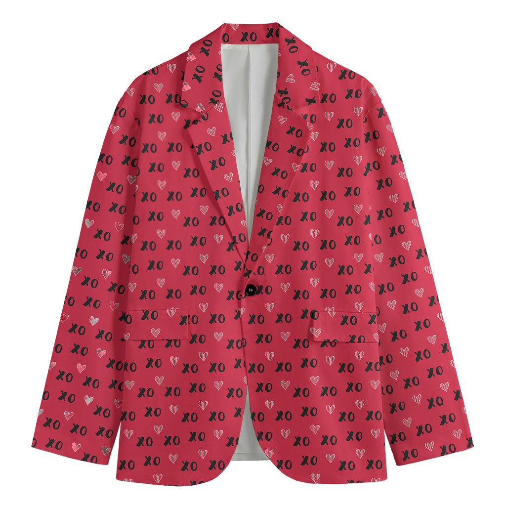 Valentine's Day XOXO Pattern Print Men's Blazer