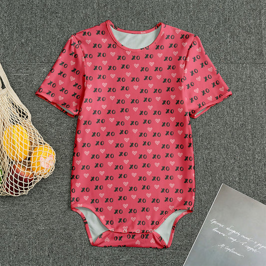 Valentine's Day XOXO Pattern Print Men's Bodysuit