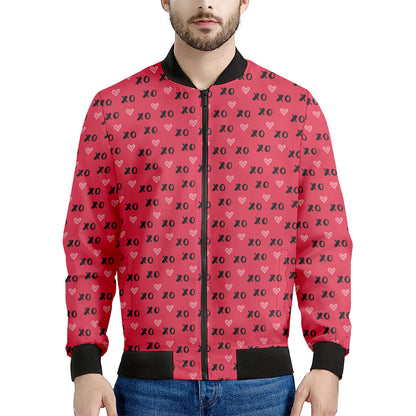 Valentine's Day XOXO Pattern Print Men's Bomber Jacket