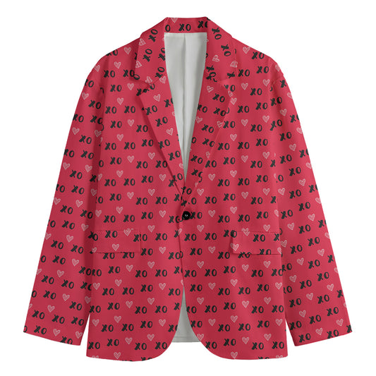 Valentine's Day XOXO Pattern Print Men's Cotton Blazer