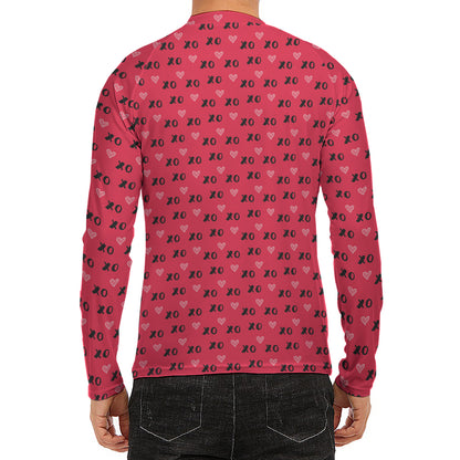 Valentine's Day XOXO Pattern Print Men's Long Sleeve Rash Guard