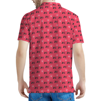 Valentine's Day XOXO Pattern Print Men's Polo Shirt