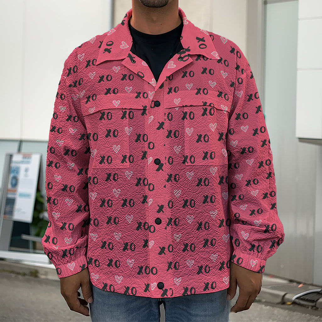 Valentine's Day XOXO Pattern Print Men's Shirt Jacket