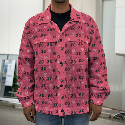 Valentine's Day XOXO Pattern Print Men's Shirt Jacket