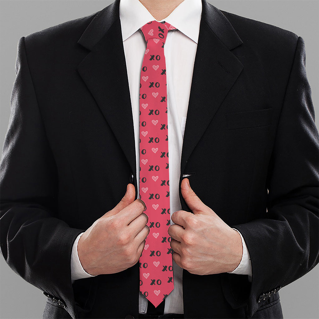 Valentine's Day XOXO Pattern Print Necktie